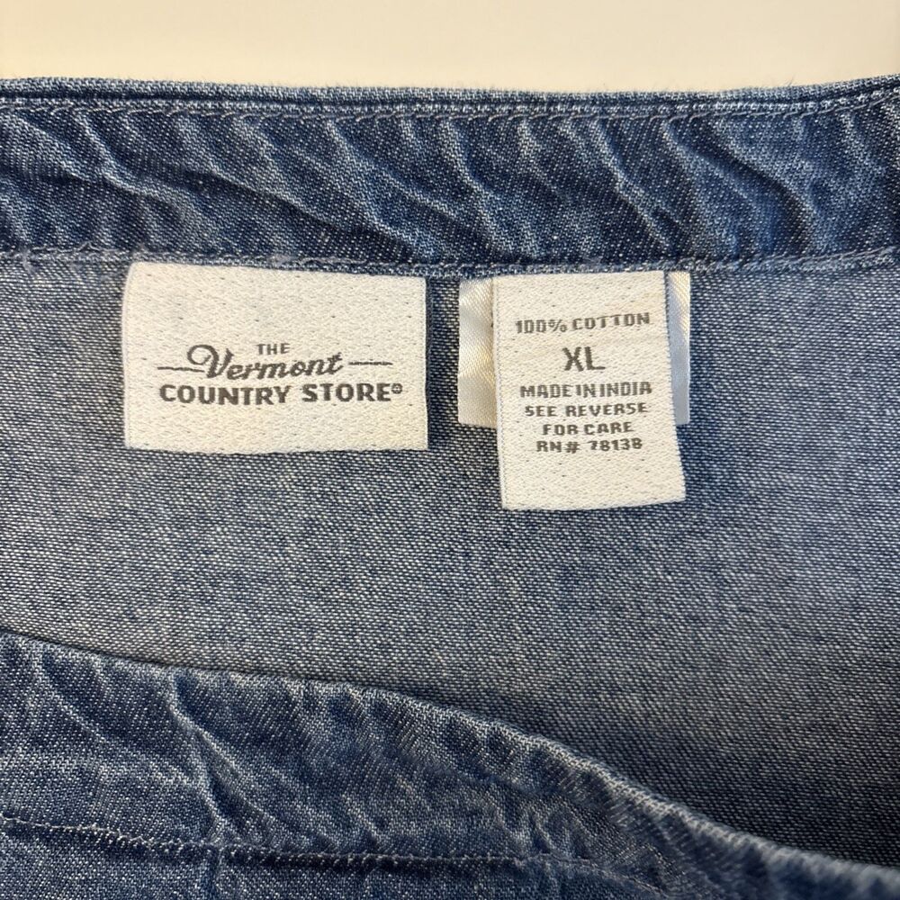 Vermont Country Store Women 100% Cotton Denim Dress XL Pockets Minimalist - Picture 3 of 7